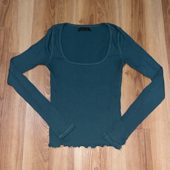 Teal Long Sleeve Ribbed Top - Picture 2 of 4